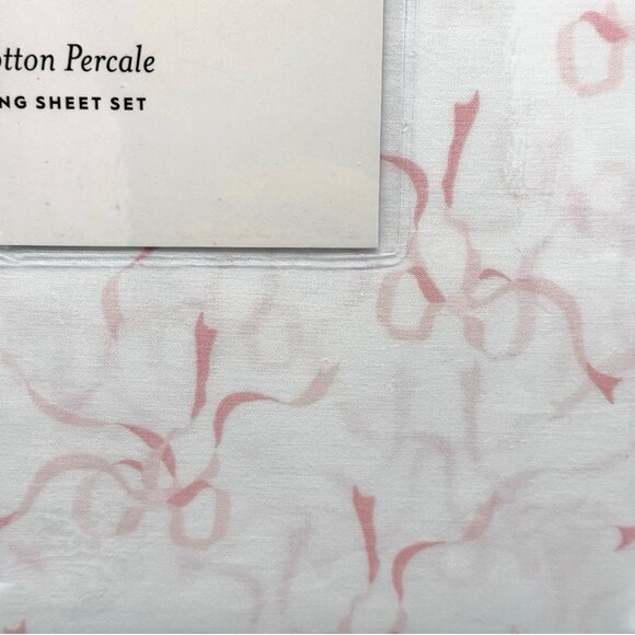 NEW 4pc Laura Ashley KING Sheet Set PINK TRAILING BOWS RIBBON Coquette Cottage - Picture 4 of 7